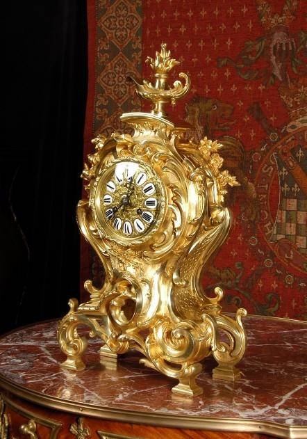 fig 1. Large and Stunning Rococo Clock by A. D. Mougin, French - Circa 1890 .